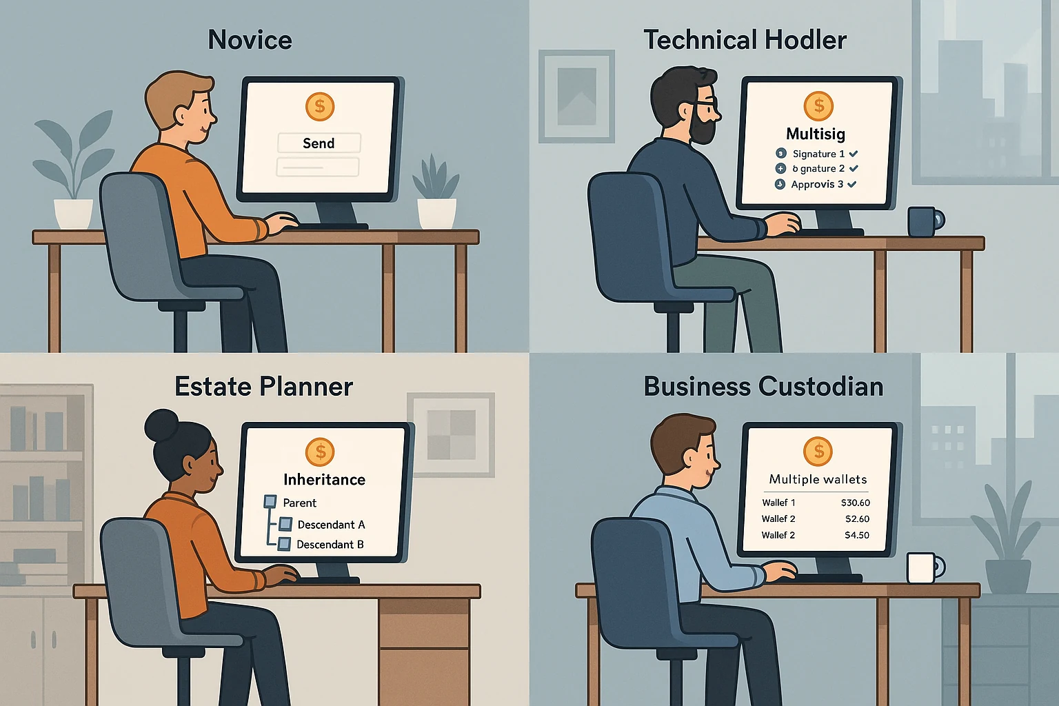 Types of desktop wallet users