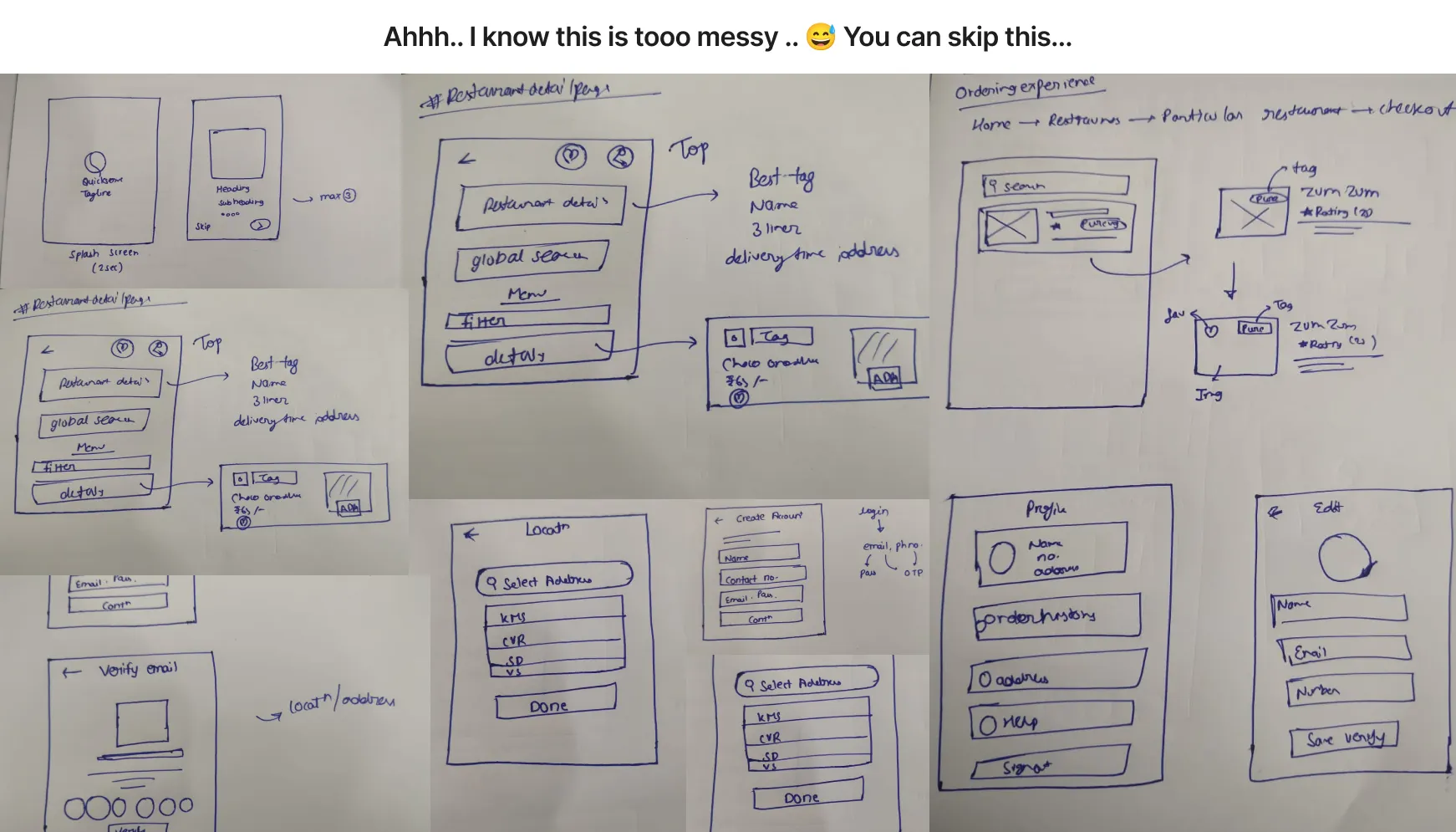 Highlights of the paper wireframes