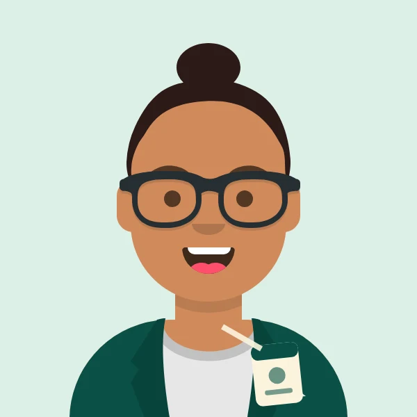 Illustration of a building admin in a green blazer with an ID card